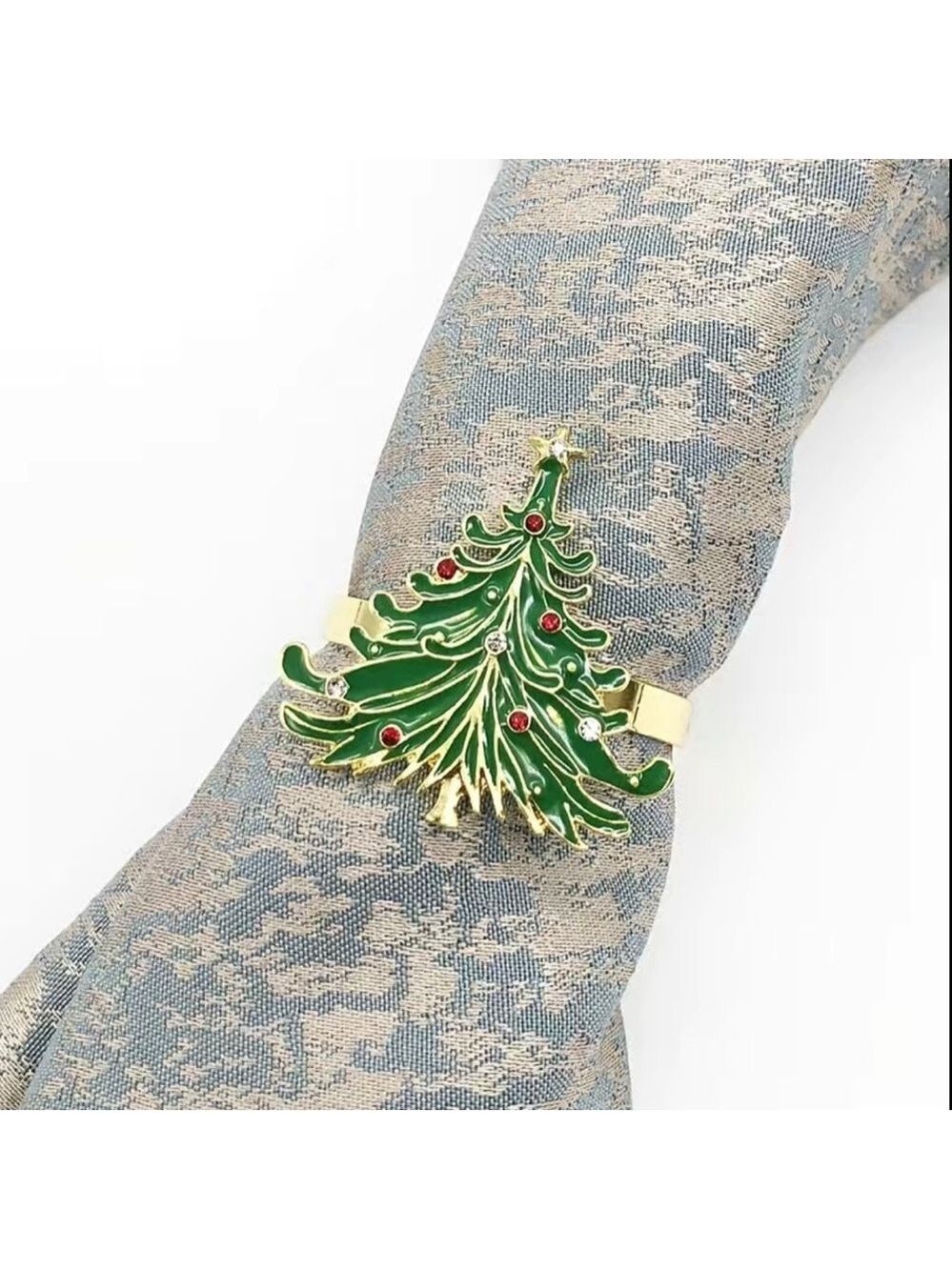 4PC Set Christmas Tree Metal Napkin Rings - Picture 2 of 3